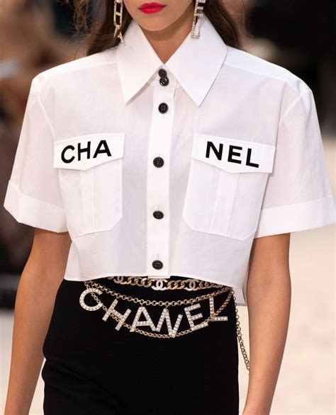 chanel shirt womens|Chanel denim top.